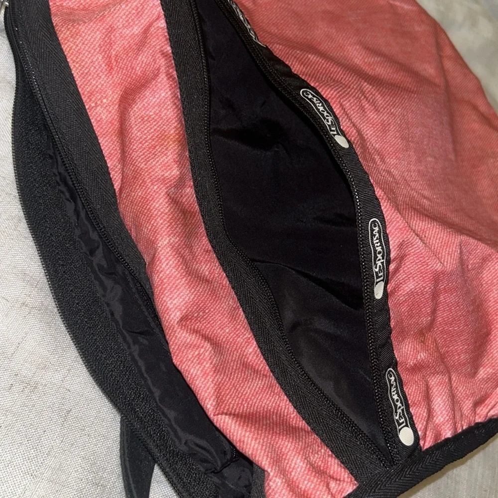 Lesportsac Pink Crossbody Hobo Bag with Black Trim